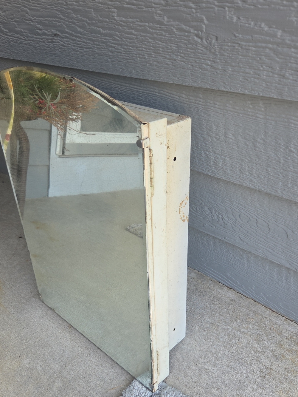 Vintage Silver Wall Mirror with Etched Star Accent Medicine Cabinet